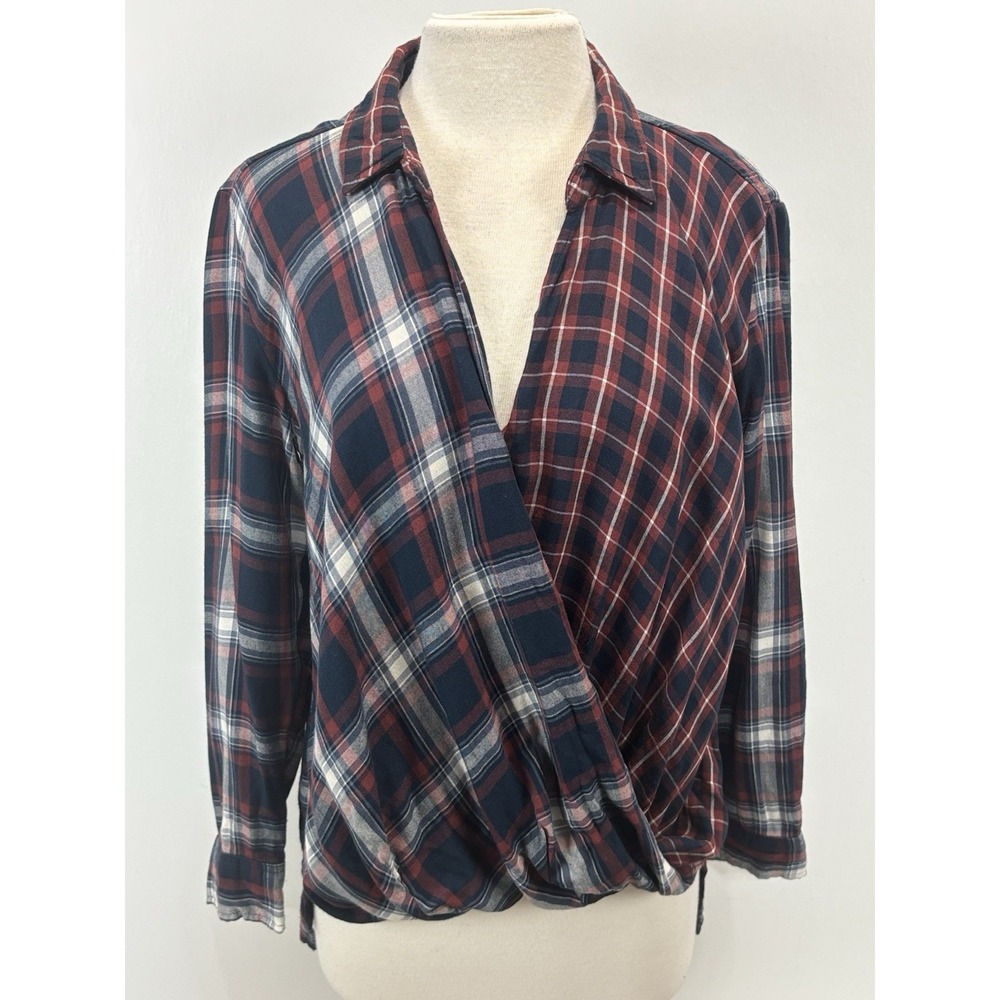 Abercrombie & Fitch Layered Flannel Shirt Sz Medium Women's Mixed Plaid Wrap